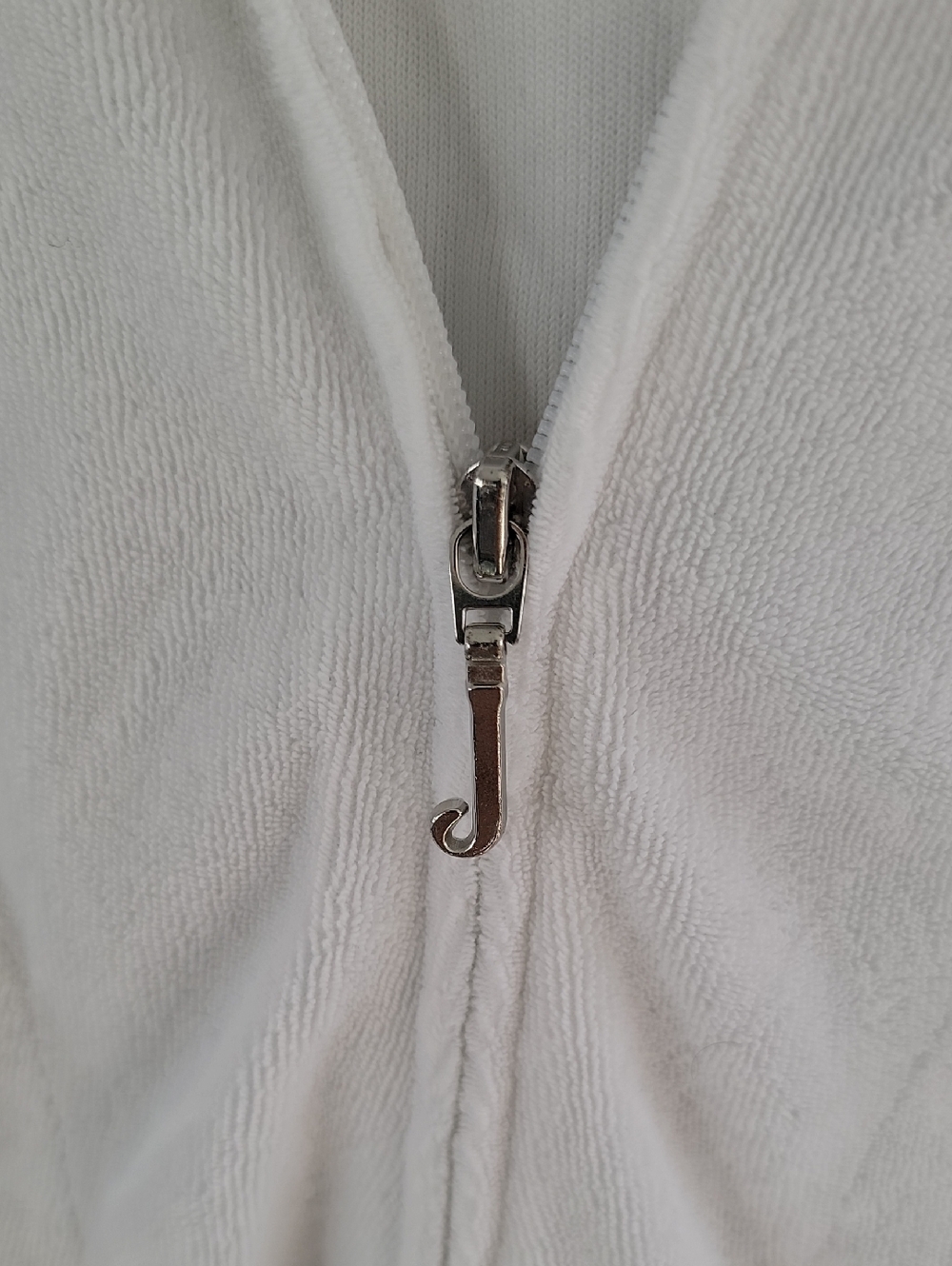 Juicy Couture White Short-Sleeve Terry Cloth Zip Hoodie Vintage 90's Sz L - Picture 3 of 9